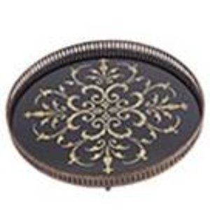 Black & Gold Round Tray